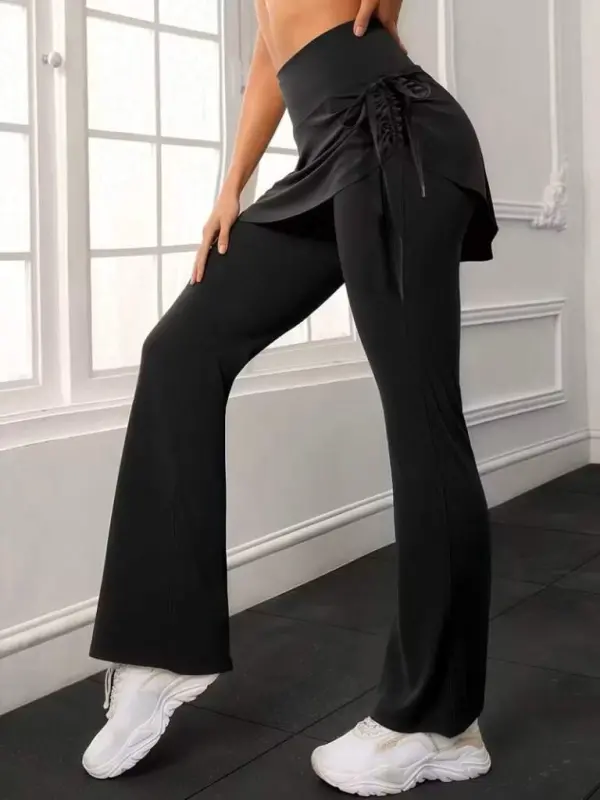 Kadın Yüksek Belli Yandan Büzgülü Paçaya Doğru Geniş Dalgıç Tayt - BÜYÜKBEDENIZ