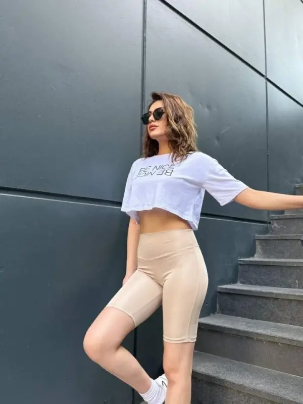 Kadın Yüksek Ben Toparlayıcı Sort Tayt - 2