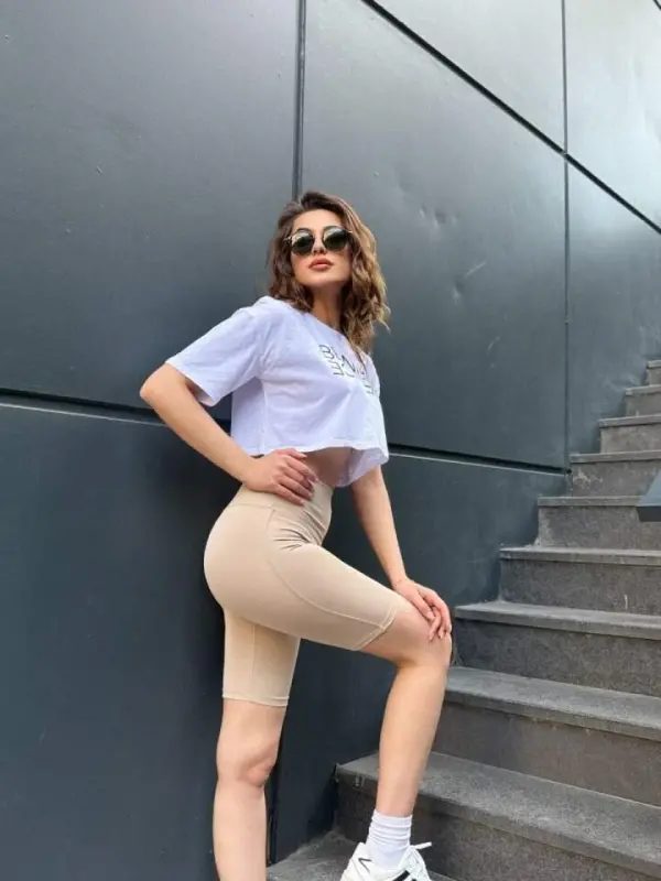 Kadın Yüksek Ben Toparlayıcı Sort Tayt - 5