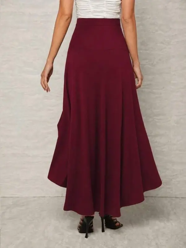 Kadın Yüksel Bel önden Asimetrik Detaylı Sandy Etek - 3