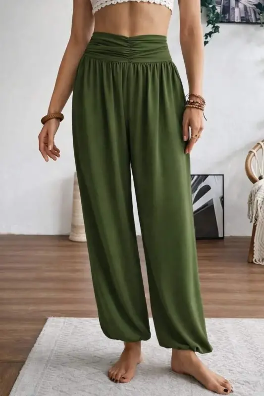 Kadın Yüksel Bel Yoğun Büzgü Detaylı Aerobin Pantolon - 3