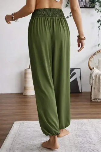 Kadın Yüksel Bel Yoğun Büzgü Detaylı Aerobin Pantolon - 4