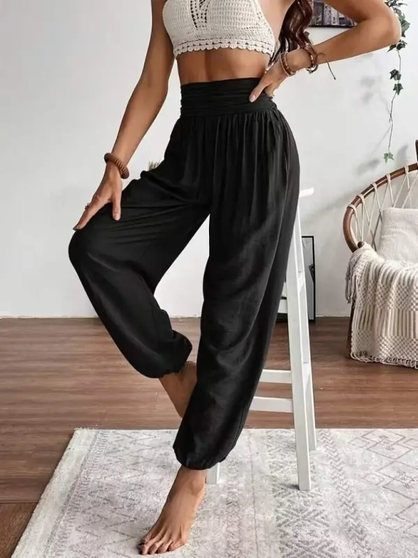 Kadın Yüksel Bel Yoğun Büzgü Detaylı Aerobin Pantolon - 1