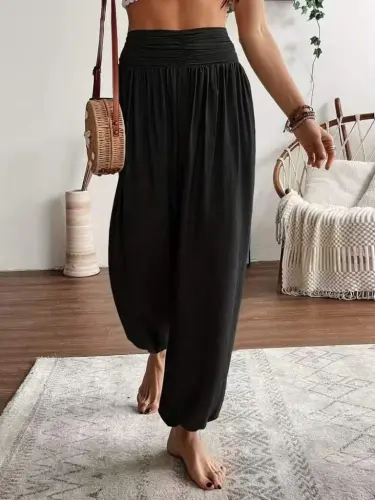 Kadın Yüksel Bel Yoğun Büzgü Detaylı Aerobin Pantolon - 3