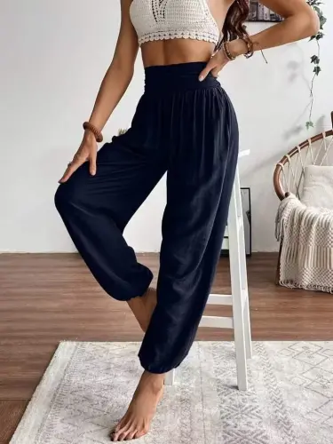 Kadın Yüksel Bel Yoğun Büzgü Detaylı Aerobin Pantolon - 1