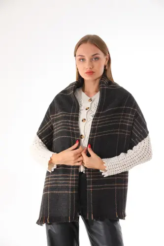 Kadın Yumuşak Dokulu Antrasit Ekose Atkı-Antrasit - RITAGARCIA (1)