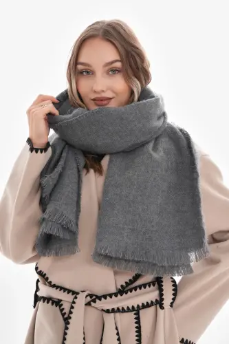 Kadın Yumuşak Dokulu Düz Atkı-Antrasit - 1