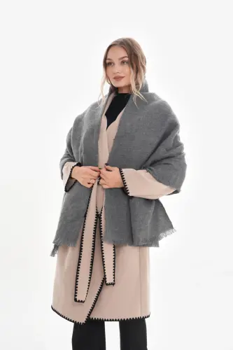 Kadın Yumuşak Dokulu Düz Atkı-Antrasit - 6