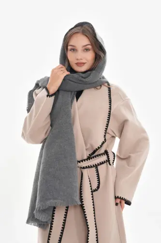 Kadın Yumuşak Dokulu Düz Atkı-Antrasit - 4