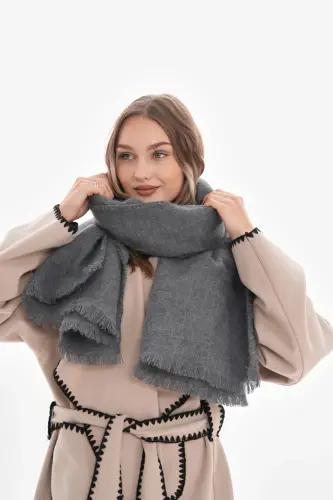 Kadın Yumuşak Dokulu Düz Atkı-Antrasit - 5