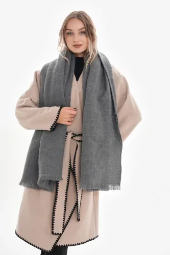 Kadın Yumuşak Dokulu Düz Atkı-Antrasit - 3