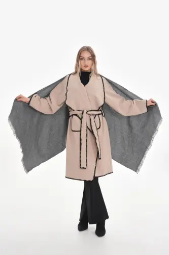 Kadın Yumuşak Dokulu Düz Atkı-Antrasit - RITAGARCIA (1)