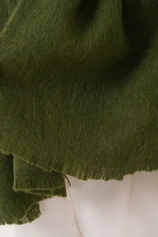 Kadın Yumuşak Dokulu Düz Atkı-Haki - 8