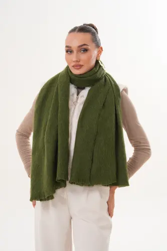 Kadın Yumuşak Dokulu Düz Atkı-Haki - 7