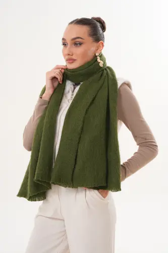 Kadın Yumuşak Dokulu Düz Atkı-Haki - 4