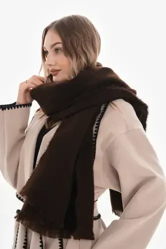 Kadın Yumuşak Dokulu Düz Atkı-Kahverengi - RITAGARCIA (1)