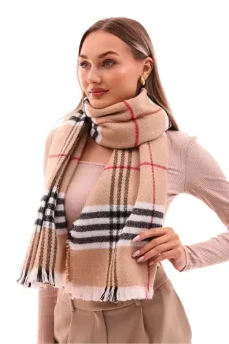 Kadın Yumuşak Dokulu Ekose Atkı-Taba - 3