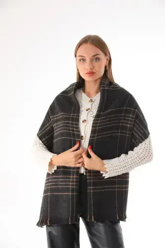 Kadın Yumuşak Dokulu Siyah-bej Ekose Atkı-Siyah - RITAGARCIA (1)