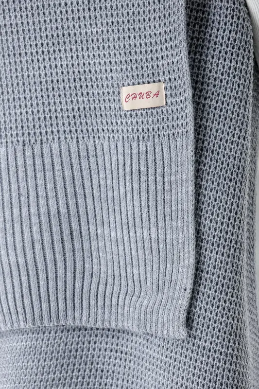 Kadın Yumuşak Tuşeli Örgü Detaylı Atkı Gri 24W1321-Gri - 4