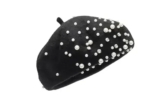 Women Wool Beret Hat, Classic French Style Artist Hat, Solid Color Chic Winter Warm Cap for Girls - WOMEN (1)