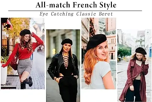 Women Wool Beret Hat, Classic French Artist Hat, Winter Warm Hat for Ladies - 5