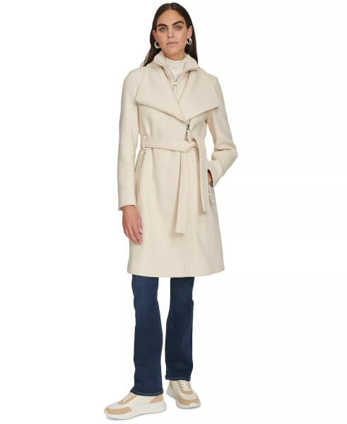 Womens Wool Blend Belted Wrap Coat, Created for Modazone - Nude - 1