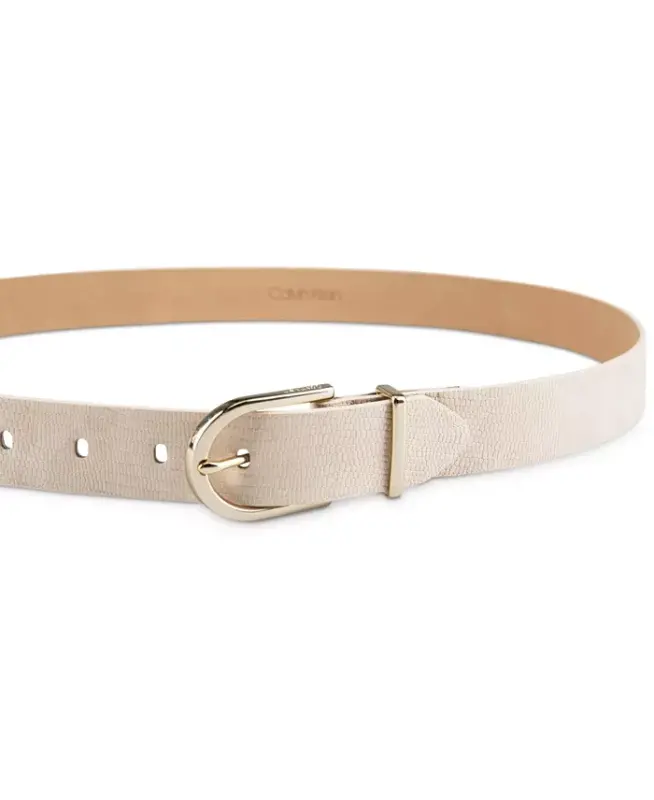 Women's Rounded Buckle Trouser Pant Dress Belt - Natural - 3