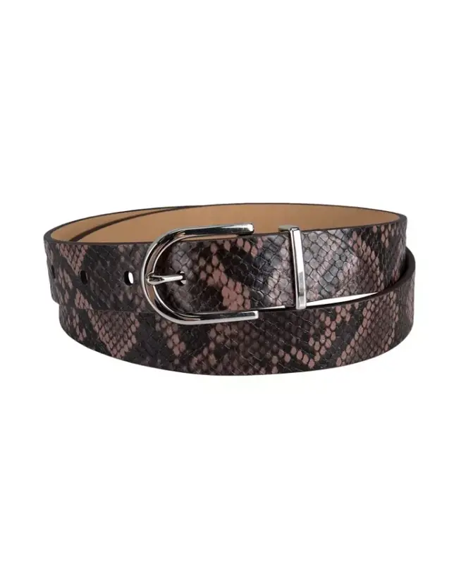 Women's Rounded Buckle Trouser Pant Dress Belt - Brown Genuine Leather - 1