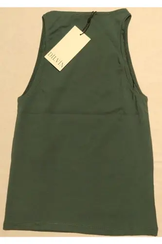 Kadın Zümrüt Yeşil Halter Yaka Tshırt-Zümrüt Yeşili - 2