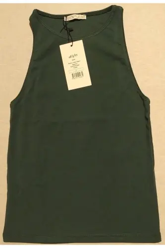 Kadın Zümrüt Yeşil Halter Yaka Tshırt-Zümrüt Yeşili 