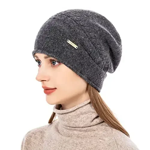 QUEENFUR Knit Slouchy Beanie Hats for Women CasModazoneere Ski Cap Knitted Wool Soft Warm Winter Hat - 2