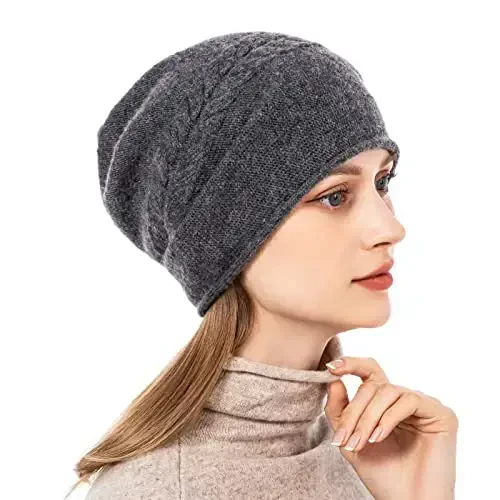 QUEENFUR Knit Slouchy Beanie Hats for Women CasModazoneere Ski Cap Knitted Wool Soft Warm Winter Hat - 3