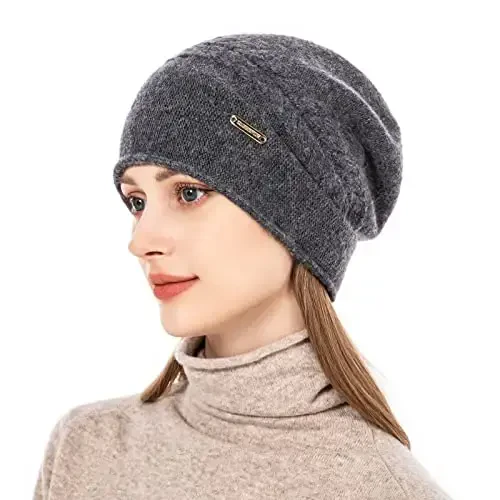 QUEENFUR Knit Slouchy Beanie Hats for Women CasModazoneere Ski Cap Knitted Wool Soft Warm Winter Hat - 4