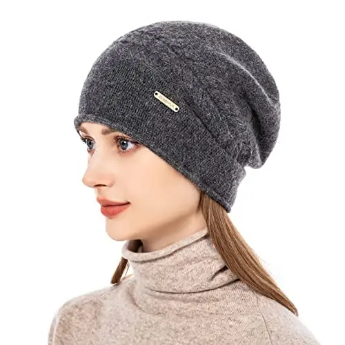 QUEENFUR Knit Slouchy Beanie Hats for Women CasModazoneere Ski Cap Knitted Wool Soft Warm Winter Hat - 2