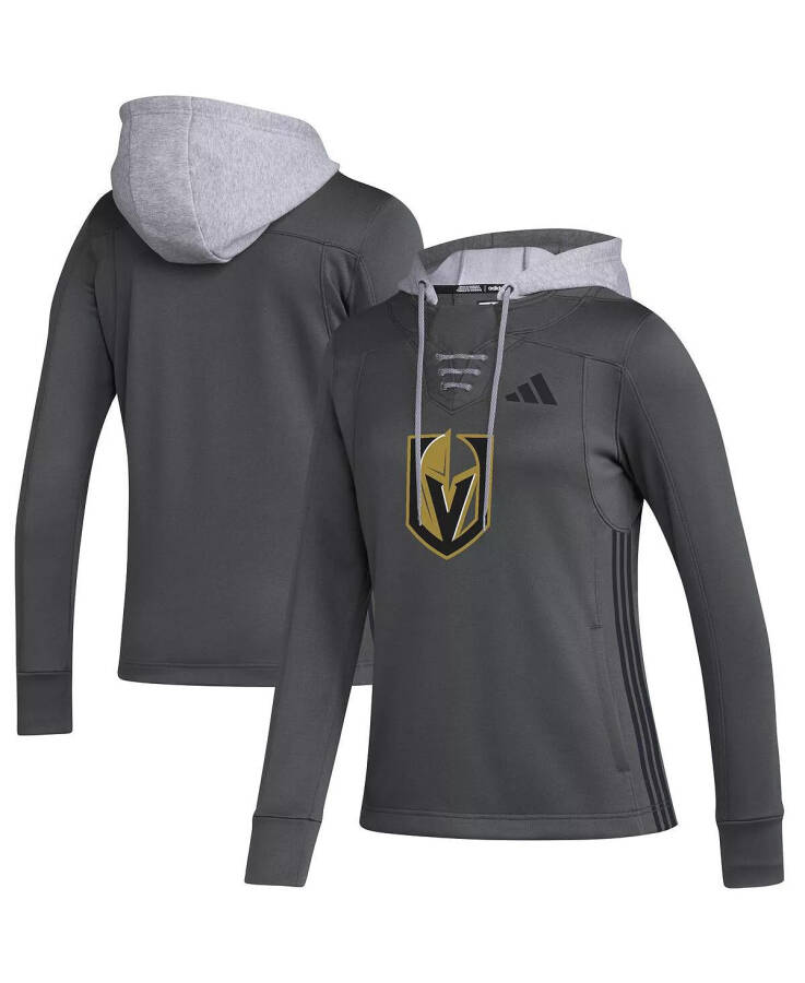 Kadınlar Gri Vegas Golden Knights Refresh Skate Lace AEROREADY Kapüşonlu Sweatshirt Gri - 1