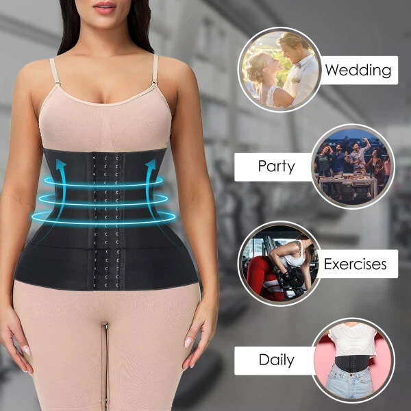 2022 New Style Upgraded Waist Trainer for Women Lower Belly Fat Body Shaper Plus Size Corset Waist Trimmer for Women Under Clothes, Hourglass Postpartum Belly Slimming Band for Workout Yoga Gym Hook - 5