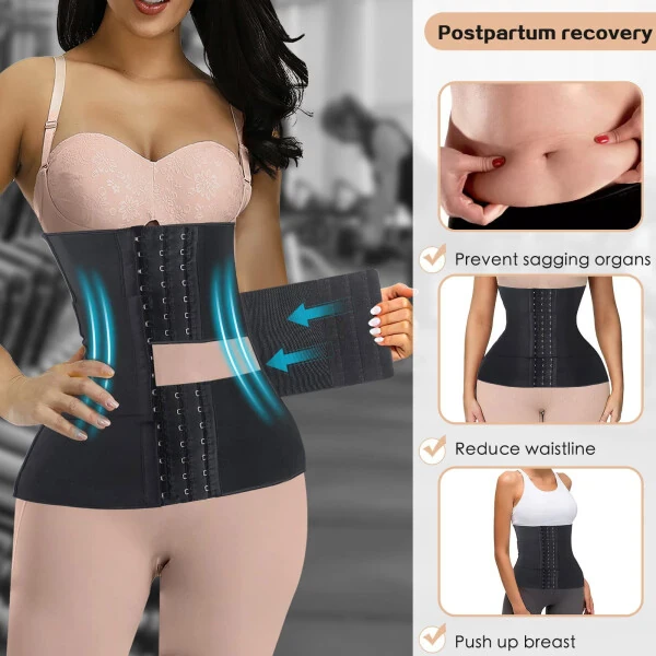 2022 New Style Upgraded Waist Trainer for Women Lower Belly Fat Body Shaper Plus Size Corset Waist Trimmer for Women Under Clothes, Hourglass Postpartum Belly Slimming Band for Workout Yoga Gym Hook - 7
