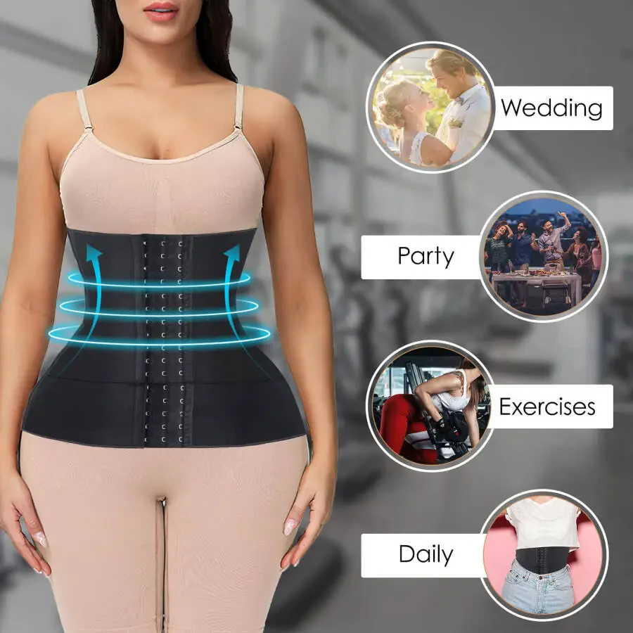 2022 New Style Upgraded Waist Trainer for Women Lower Belly Fat Body Shaper Plus Size Corset Waist Trimmer for Women Under Clothes, Hourglass Postpartum Belly Slimming Band for Workout Yoga Gym Hook- - 5