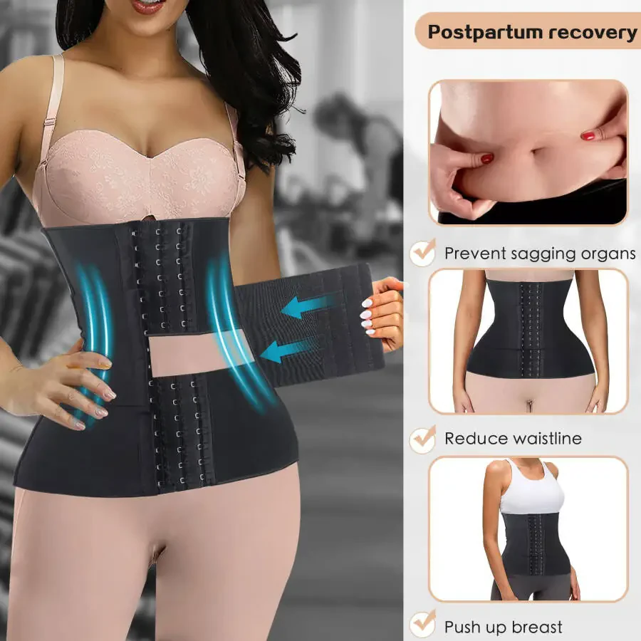 2022 New Style Upgraded Waist Trainer for Women Lower Belly Fat Body Shaper Plus Size Corset Waist Trimmer for Women Under Clothes, Hourglass Postpartum Belly Slimming Band for Workout Yoga Gym Hook- - 7