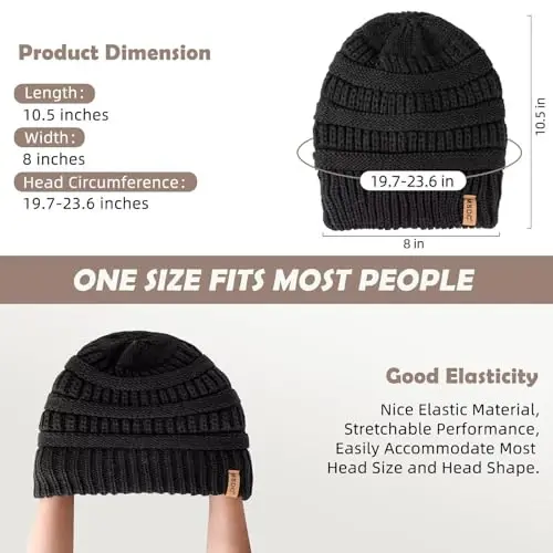 3 Pack Satin Lined Beanie for Women, Warm Slouchy Winter Hats with Silk Lined, Fashionable Oversized Cable Knit Hat Skull Cap - MSDC (1)