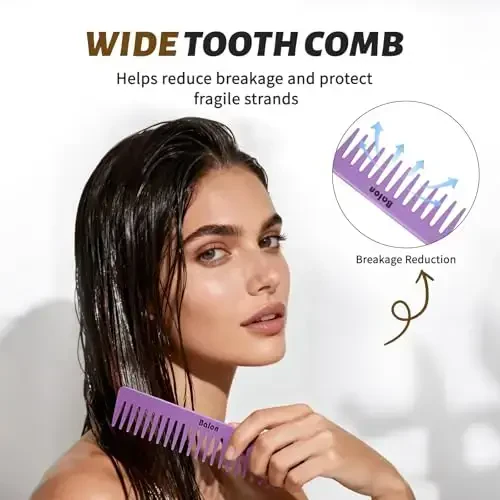 4Pcs Detangling Hair Brush Set for Women - Paddle Brush for Wet or Dry, No More Tangles for Straight, Long, Thick, Curly, and Natural Hair (Purple) - 4