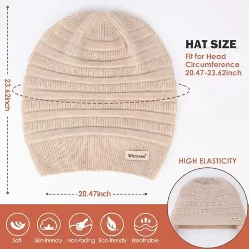 60% CasModazoneere Slouchy Beanie for Women, Knit Beanie Hat for Winter and Fall, Soft Warm Wool Slouch Winter Hats for Ladies - 5