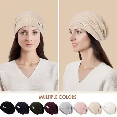 60% CasModazoneere Slouchy Beanie for Women, Knit Beanie Hat for Winter and Fall, Soft Warm Wool Slouch Winter Hats for Ladies - 6