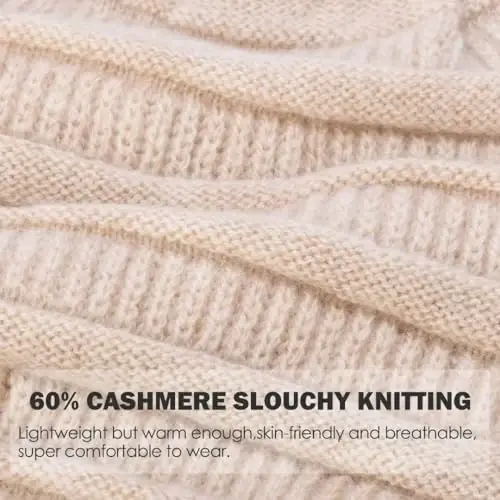 60% CasModazoneere Slouchy Beanie for Women, Knit Beanie Hat for Winter and Fall, Soft Warm Wool Slouch Winter Hats for Ladies - 2