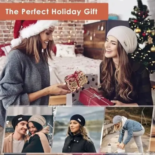 60% CasModazoneere Slouchy Beanie for Women, Knit Beanie Hat for Winter and Fall, Soft Warm Wool Slouch Winter Hats for Ladies - 2