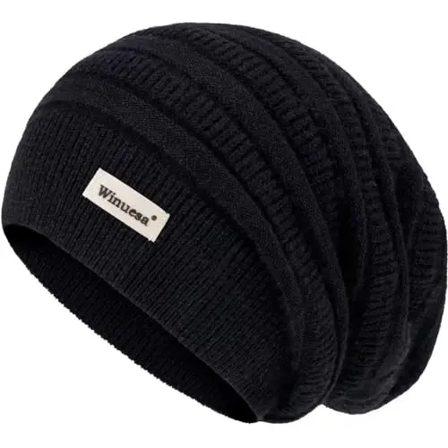 60% CasModazoneere Slouchy Beanie for Women, Knit Beanie Hat for Winter and Fall, Soft Warm Wool Slouch Winter Hats for Ladies - 3