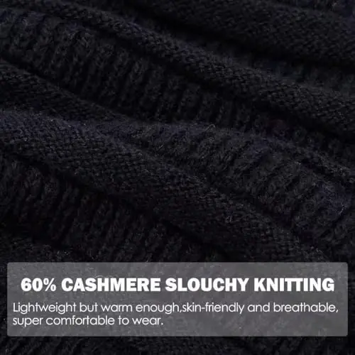 60% CasModazoneere Slouchy Beanie for Women, Knit Beanie Hat for Winter and Fall, Soft Warm Wool Slouch Winter Hats for Ladies - 4