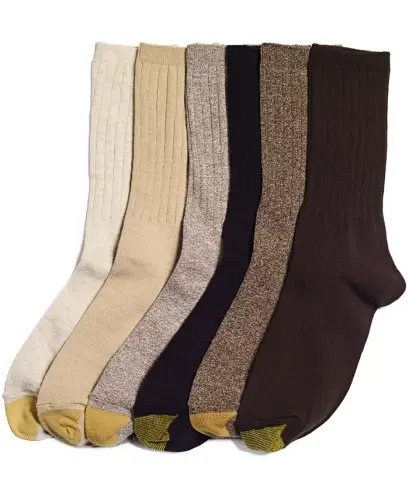 Women's 6-Pack Casual Ribbed Crew Socks - Khaki 