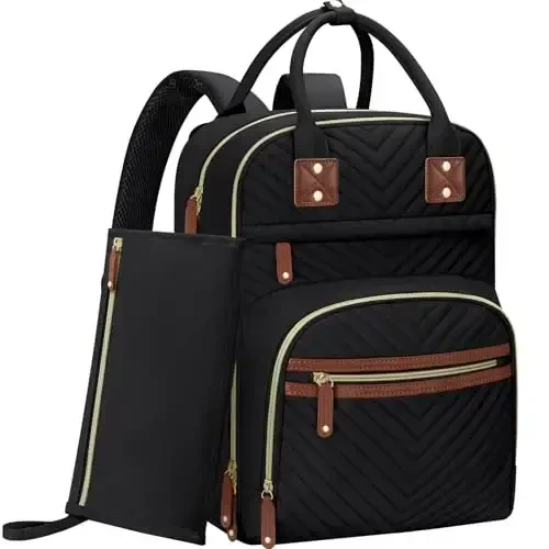 Tenot Diaper Bag Backpack for Women with Changing Pad, Baby Bag with Insulated Pockets Multifunctional Diaper Bags For Baby Girl Boy Waterproof Baby Bags For Boys Girls Maternity Bag Black - 1
