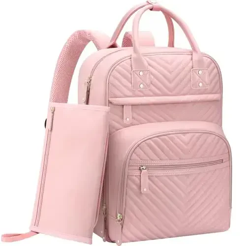 Tenot Diaper Bag Backpack for Women with Changing Pad, Baby Bag with Insulated Pockets Multifunctional Diaper Bags For Baby Girl Boy Waterproof Baby Bags For Boys Girls Maternity Bag Baby Pink 